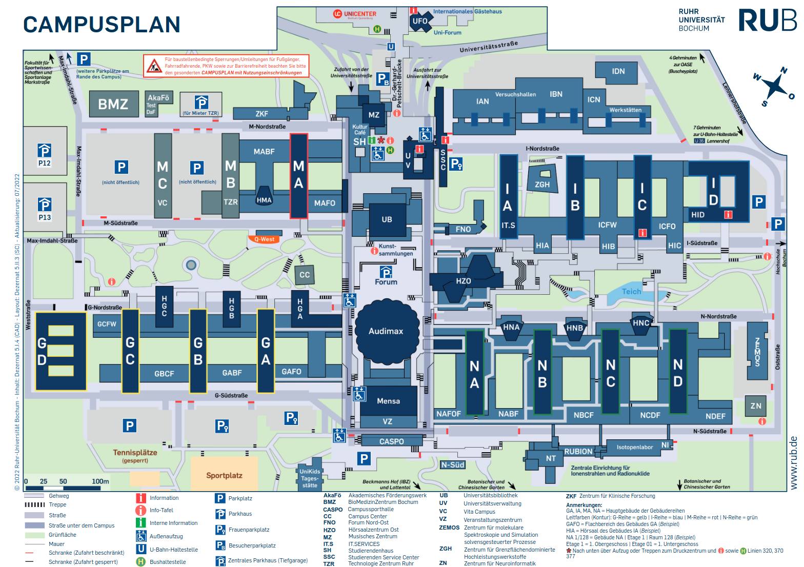 campusplan Lageplan der RUB